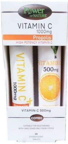 Power Of Nature Vitamin C 1000mg Propolis 20 Effervescent Tablets & Vitamin C 500mg 20 Effervescent Tablets