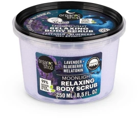 Organic Shop Dreamy Night Χαλαρωτικό Scrub Σώματος Moonlight με Λεβάντα, Blueberry & Μελατονίνη για Απαλή Απολέπιση & Αναζωογόνηση, 250ml