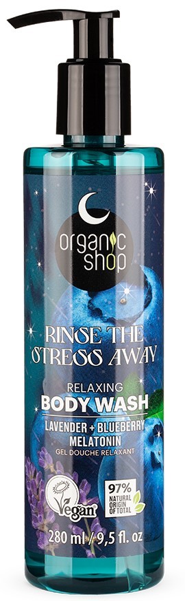 Organic Shop Dreamy Night Χαλαρωτικό Αφρόλουτρο Rinse The Stress Away με Λεβάντα, Blueberry & Μελατονίνη για  Θρέψη, 280ml