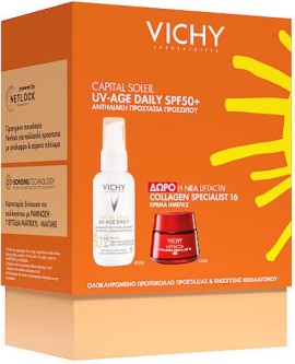 Vichy Capital Soleil UV-Age Daily Αντηλιακή Κρέμα Προσώπου SPF50+ 40 ml + Δώρο Liftactiv Collagen Specialist 16 Κρέμα 15 ml