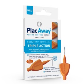 Plac Away Interdental Brushes Triple Action 0.45 mm IS0 1 Orange 6 pcs