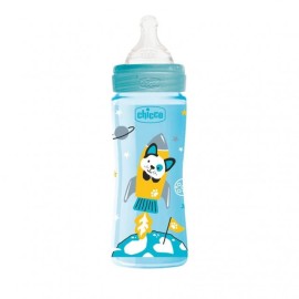 Chicco Plastic Baby Bottle Well Being Ciel Silicone Nipple 4m+ 330 ml