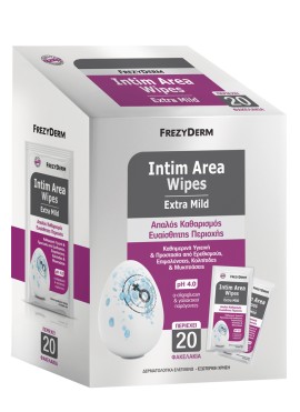 Frezyderm Intim Area Wipes Extra Mild Μαντηλάκια Καθαρισμού Για Την Ευαίσθητη Περιοχή 20 Φακελάκια