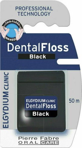Elgydium Clinic Dental Floss Black Chlorhexidine Dental Floss Black Color 50m