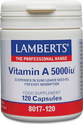 Lamberts Vitamin A 5000 IU Βιταμίνη Α για την Υγεία των Ματιών & του Δέρματος 120 κάψουλες