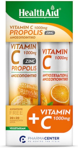 Health Aid Propolis + Zinc + Vit. C 1000mg Μέλι-Λεμόνι 20 αναβράζον...