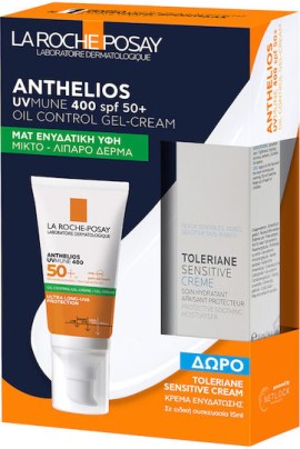La Roche-Posay Anthelios Promo UVMUNE 400 Oil Control Gel Cream SPF50+ Αντηλιακή Κρέμα Προσώπου για Ματ Αποτέλεσμα 50ml & ΔΩΡΟ Ενυδατική Κρέμα Toleriane Sensitive 15ml