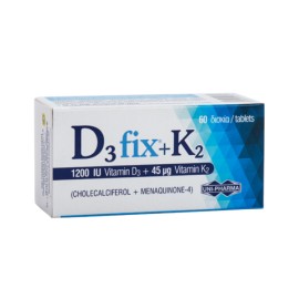 Uni-Pharma D3 Fix 1200iu + K2 60 Tablets