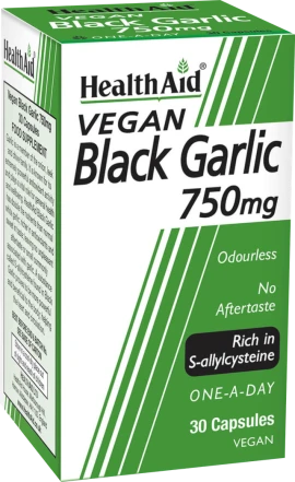 Health Aid Black Garlic 750mg Εκχύλισμα Μαύρου Σκόρδου 30 κάψουλες