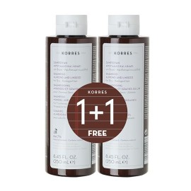 Korres Αμύγδαλο & Λινάρι Σαμπουάν ξηρά μαλλιά 250 ml 1+1 Δώρο