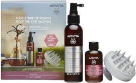 Apivita Hair Strengthening Routine for Women Tonic Hair Loss Lotion 150 ml + Gifts (Womens Tonic Shampoo 75 ml + Scalp Massager)