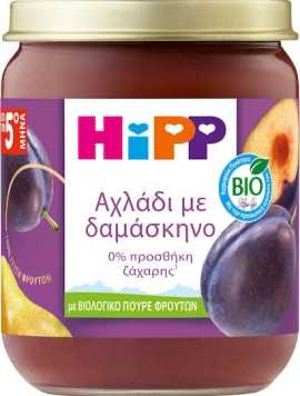 Hipp Βρεφική Φρουτόκρεμα Αχλάδι με Δαμάσκηνο από τον 5ο Μήνα 160 gr
