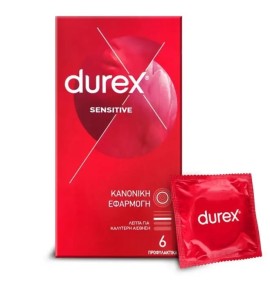Durex Sensitive Λεπτά Προφυλακτικά με Κανονική Εφαρμογή 6 τμχ