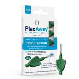 Plac Away Μεσοδόντια Βουρτσάκια Triple Action 0.8 mm IS0 5 Πράσινο 6 τμχ