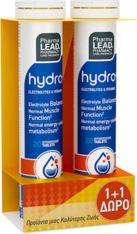 PharmaLead Hydro+ Ηλεκτρολύτες Και Βιταμίνες 20 αναβράζοντα δισκία 1+1 Δώρο