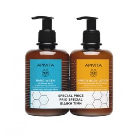 Apivita Hand Wash Grapefruit & Propolis 300 ml + Hand and Body Lotion Grapefruit & Honey 300 ml