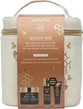 Apivita Promo Queen Bee Ρουτίνα Απόλυτης Αντιγήρανσης με Queen Bee Αντιγηραντική Κρέμα Πλούσιας Υφής, 50ml & Δώρο Queen Bee Serum Αντιγηραντικός Ορός Προσώπου, 10ml, Κρέμα Ματιών, 5ml & Νεσεσέρ, 1τεμ, 1σετ