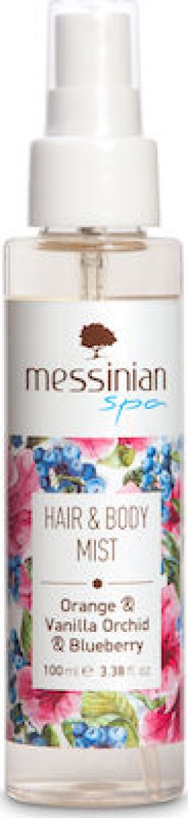 Messinian Spa Hair & Body Mist Orange, Vanilla Orchid & Blueberry Eau Fraiche 100ml