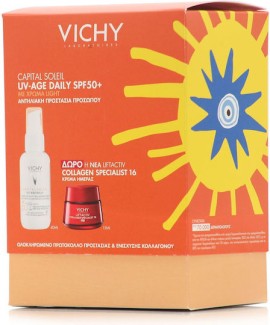 Vichy Promo Pack Capital Soleil UV-Age Daily SPF50+ Αντηλιακό Προσώπου με Χρώμα Light 40ml με ΔΩΡΟ Liftactiv Collagen 16 Κρέμα Ημέρας 15ml