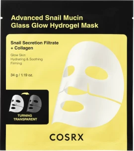 Cosrx Advanced Snail Mucin Glass Glow Hydrogel Mask Μάσκα Προσώπου για Λάμψη, 1τεμ
