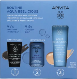 Apivita Promo Αqua Beelicious Ενυδάτωση & Φυσική Κάλυψη με Αqua Beelicious Ενυδατική Κρέμα με Χρώμα Ελαφριάς Υφής SPF 30 & Δώρο Αqua Beelicious Ενυδατικό Τόνερ, 50ml & Black Dettox Gel Καθαρισμού, 15ml, 1σετ