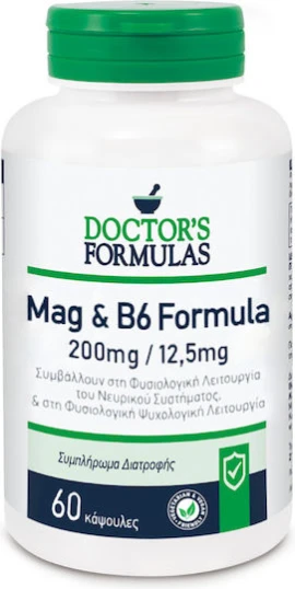 Doctors Formulas Mag & B6 Formula Διατροφικό Συμπλήρωμα με Μαγνήσιο...