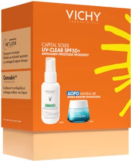 Vichy Capital Soleil UV-Clear Anti-Imperfections Water Fluid SPF50+ 40 ml + Δώρο Mineral 89 Κρέμα Booster Ενυδάτωσης 15 ml