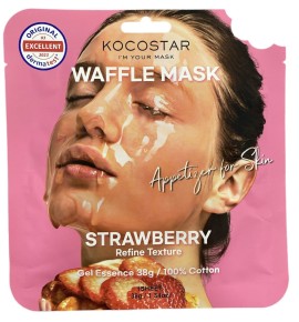 Kocostar Waffle Face Mask Strawberry, Cleansing & Brightening Mask For Oily Skin 1pc.