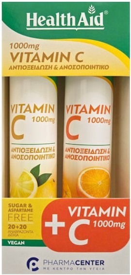 Health Aid Vitamin C 1000 mg Γεύση Λεμόνι 20 αναβρ. δισκία + Vitami...