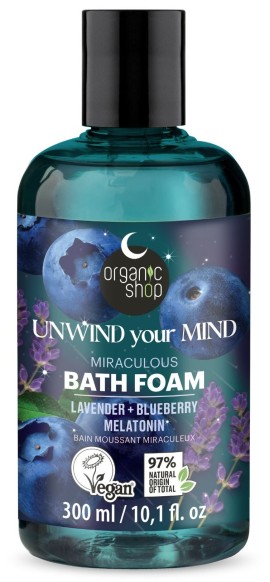 Organic Shop Dreamy Night Χαλαρωτικός Αφρός Μπάνιου Unwind Your Mind με Λεβάντα, Blueberry & Μελατονίνη, για Απόλυτη Χαλάρωση & Ήρεμο Ύπνο, 300ml