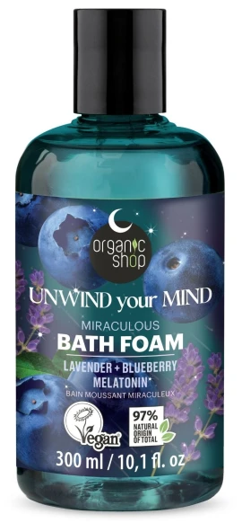 Organic Shop Dreamy Night Χαλαρωτικός Αφρός Μπάνιου Unwind Your Mind με Λεβάντα, Blueberry & Μελατονίνη, για Απόλυτη Χαλάρωση & Ήρεμο Ύπνο, 300ml