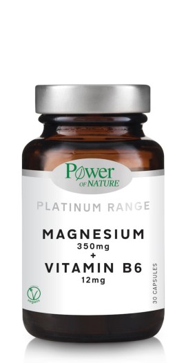 Power of Nature Platinum Range Magnesium 350 mg + Vitamin B6 12 mg 30 φυτικές κάψουλες