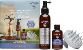 Apivita Hair Strengthening Routine for Men Tonic Hair Loss Lotion 150 ml + 2 Gifts (Mens Tonic Shampoo 75 ml + Scalp Massager)