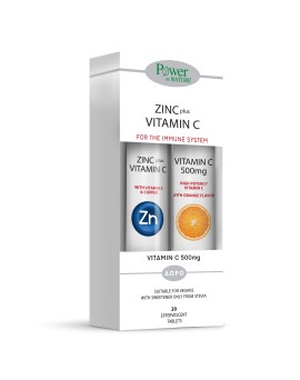 Power Health Zinc & Vitamin C Stevia 20 Effervescent Tablets & Vitamin C 500mg 20 Effervescent Tablets Lemon