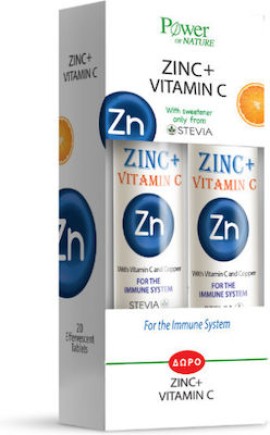 Power Health Zinc + Vitamin C 1000mg με Στέβια 20eff.tabs & 1+1Δώρο