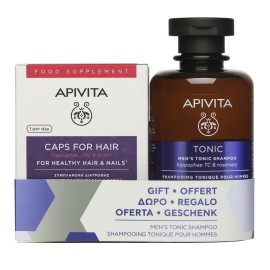 Apivita Caps for Hair 30 caps & Hair Care Shampoo Mens Tonic 250 ml