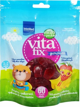 Intermed Vitafix Multi + Probio Gummies Strawberry Flavored Gummies Bag of 60 pieces