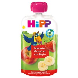 Hipp Hippis Βιολογικός Φρουτοπολτός Φράουλα, Μπανάνα & Μήλο 100 g