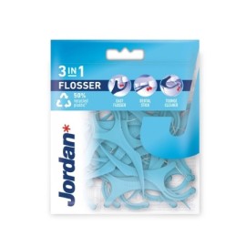 Jordan 3-in-1 Flosser Οδοντικό Νήμα με Λαβή Γαλάζιο 50 Τεμάχια