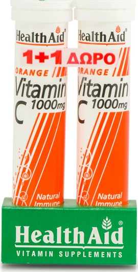 Health Aid Vitamin C 1000 mg 20 eff tabs Orange 1 + 1 Gift