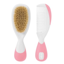 Chicco Brush-Comb Natural Hair Pink 0m +