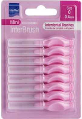 Intermed Ergonomic InterBrush Mini Size 0 Μεσοδόντια Βουρτσάκια Ροζ 8τμχ.