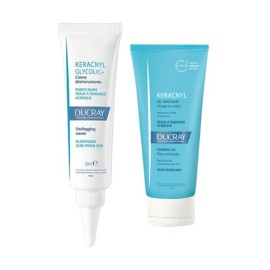 Ducray Keracnyl Glycolic+ Cream Decongestant Cream 30 ml & Gift Foaming Gel Cleansing Gel 40 ml