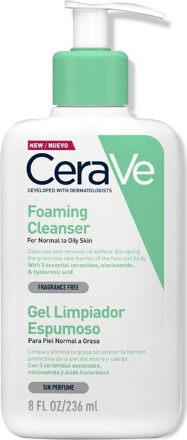 CeraVe Foaming Cleanser Καθαριστικό Gel Για Κανονικές Και Λιπαρές Επιδερμίδες 236 ml