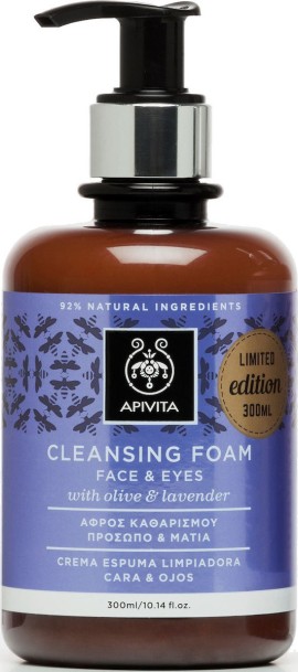 Apivita Cleansing Foam Αφρός Καθαρισμού για Πρόσωπο & Μάτια με Ελιά & Λεβάντα 300 ml