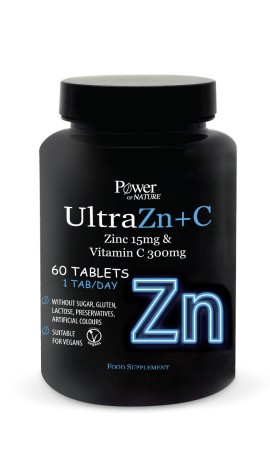 Power Of Nature Ultra Zn+C Συμπλήρωμα Διατροφής με Ψευδάργυρο & Βιταμίνη C 60 Ταμπλέτες