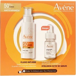 Avene Eau Thermale Promo Anti-Age Fluid Αντιηλιακό Προσώπου SPF50, 40ml & Δώρο Avene Hyaluron Activ B3 Ορός Προσώπου, 10ml, 1σετ