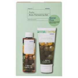 Korres Fruity Body Pampering Set Santorini Grape Renewing Body Cleanser 250 ml & Body Smoothing Milk 200 ml