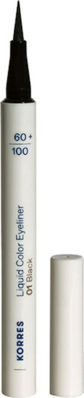 Korres Liquid Color Eyeliner Αδιάβροχο Υγρό Eyeliner 01 Black 1ml