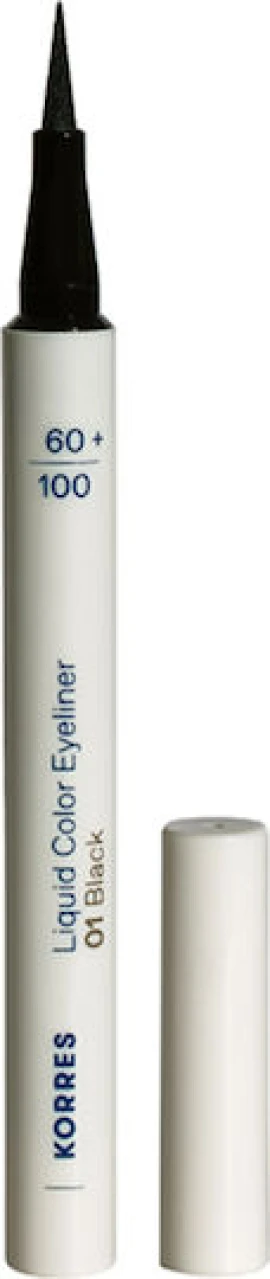 Korres Liquid Color Eyeliner Αδιάβροχο Υγρό Eyeliner 01 Black 1ml